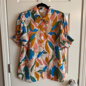NWOT Colorful Leaf Print Blouse